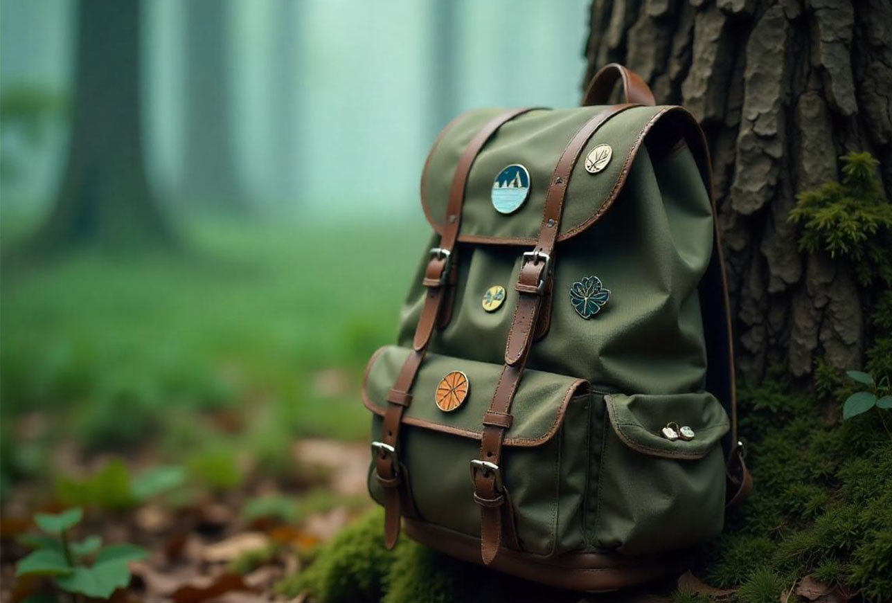 backpack with enamel pins