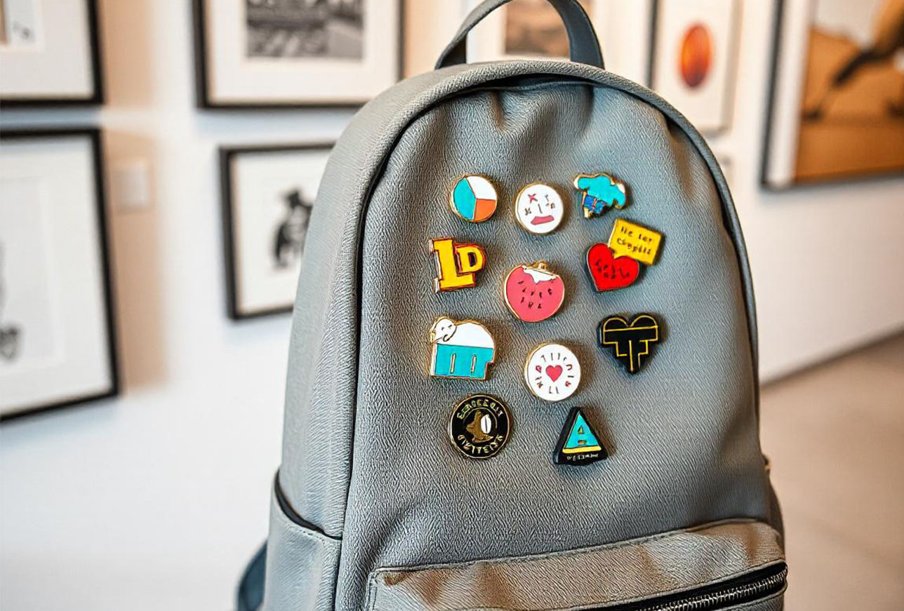 pin collection on backpack