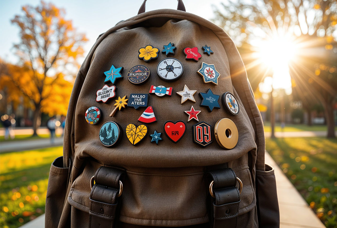 decorating backpack with pins
