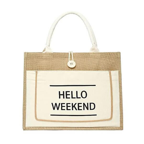 Natural Jute Accent Tote Bags