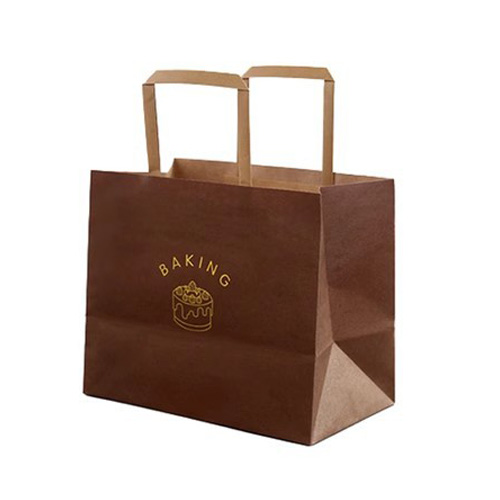 Flat Handle Brown & White Paper Bags